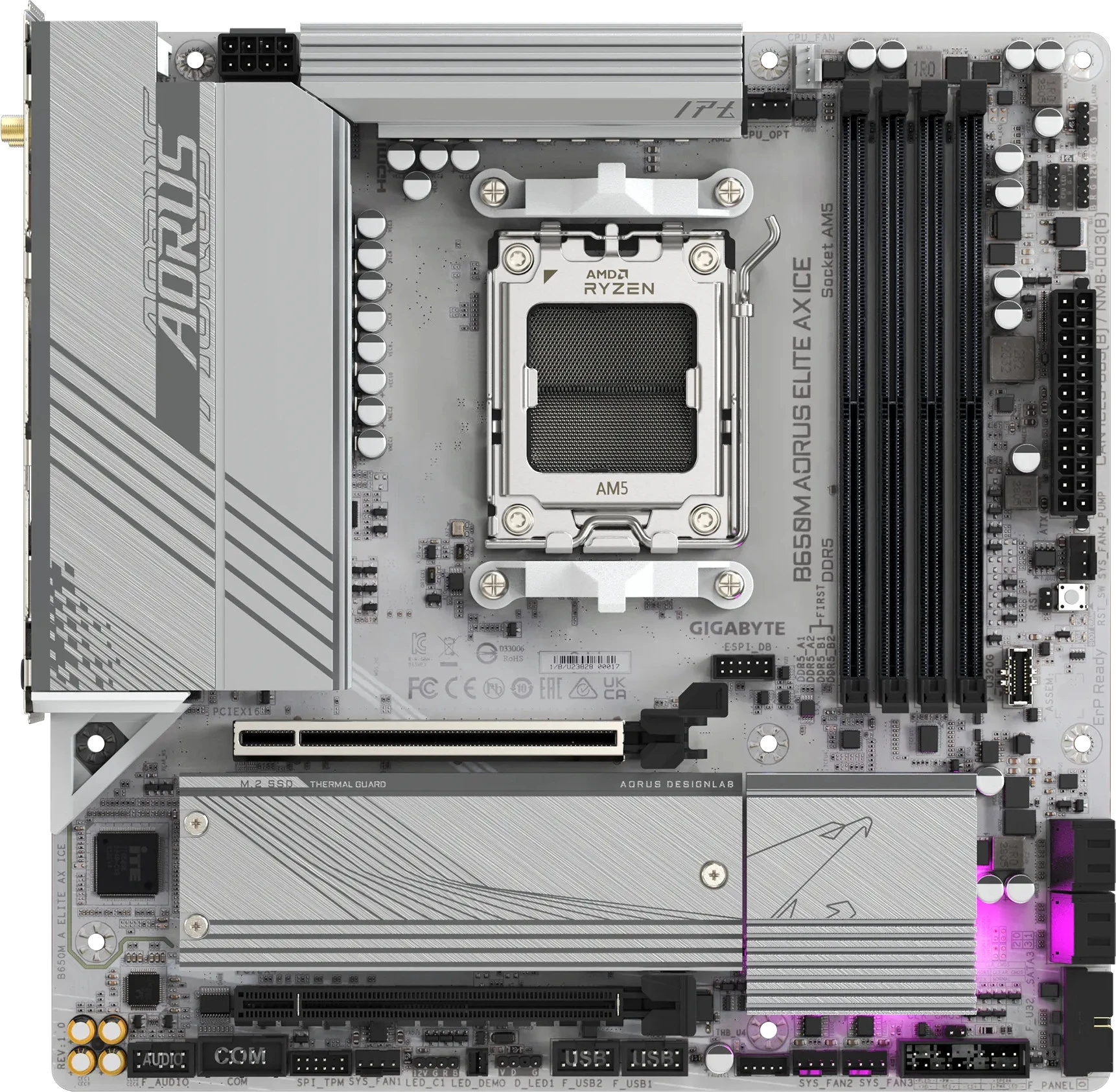 Материнська плата GIGABYTE B650M AORUS ELITE AX ICE (B650M_A_ELITE_AX_ICE) (UA)