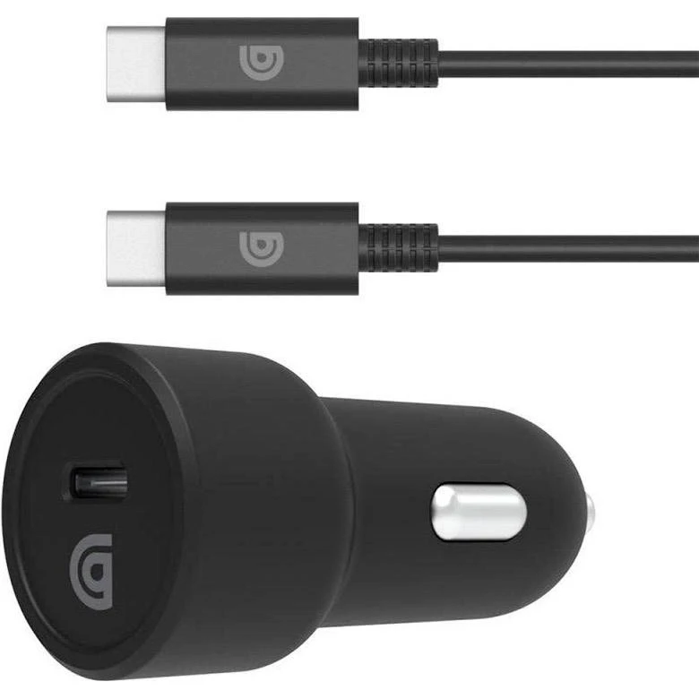 Автомобільний зарядний пристрій Griffin Single Port 15W USB-C Car Charger + USB-C Black (GP-088-BLK)