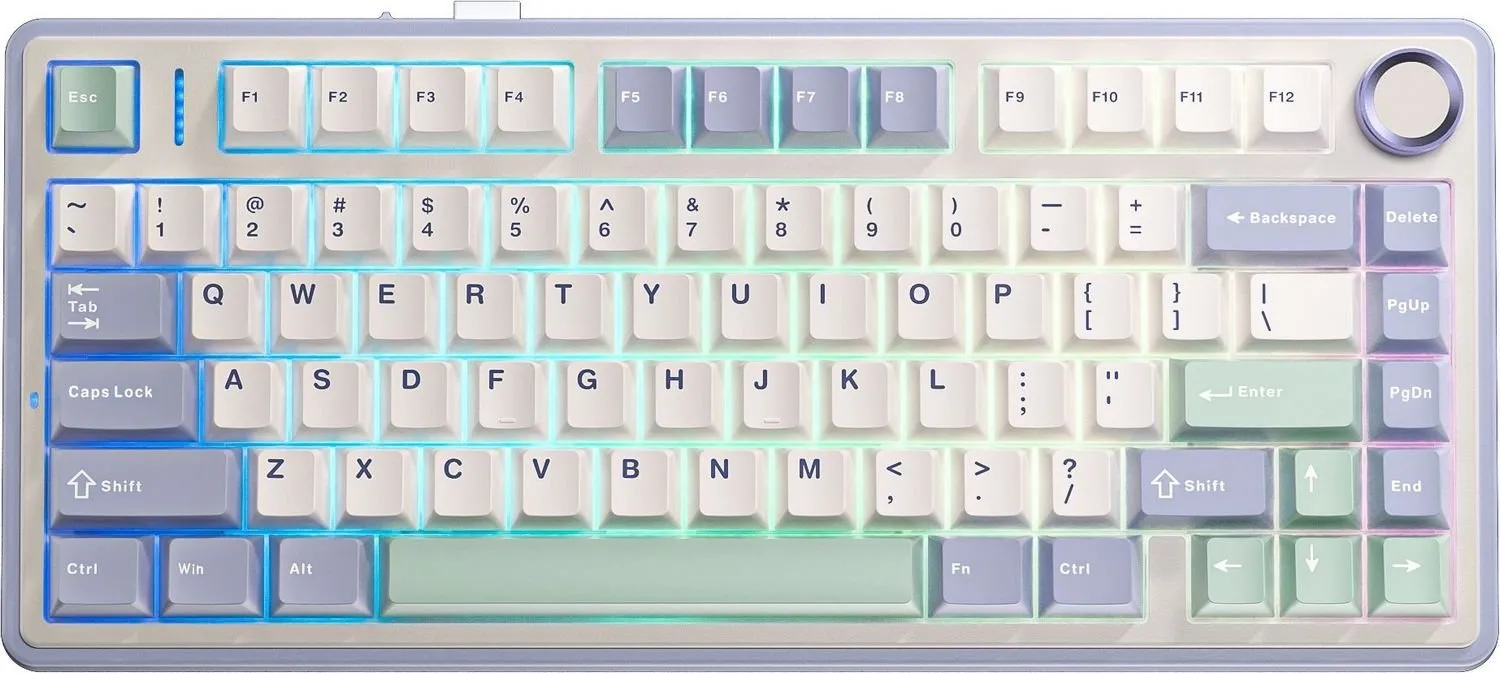 Клавіатура Aula F75 Gasket Greywood V3 switch Hot-Swap PBT Wireless/Bluetooth/USB White (6948391208640) (UA)