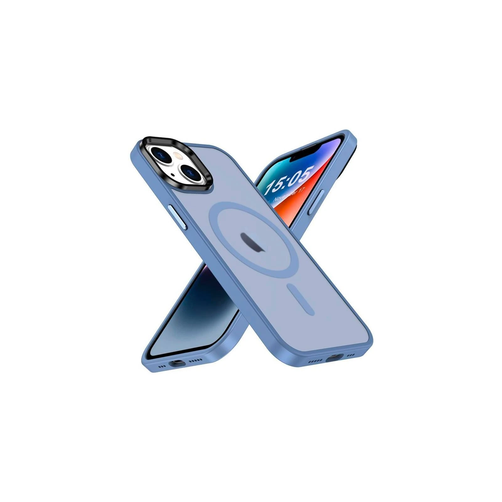 Чохол для мобільного телефону 2E Basic Apple iPhone 15 Soft Touch MagSafe Cover Light Blue (2E-IPH-15-OCLS-LB) (UA)