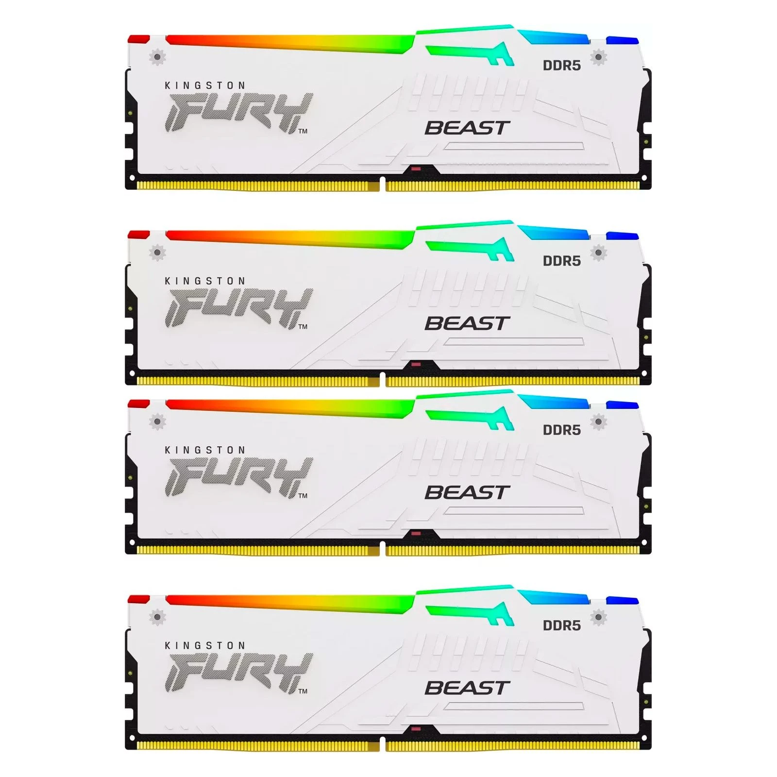 Оперативная память DDR5 128GB (4x32GB) 5600 MHz FURY Beast RGB White Kingston Fury (ex.HyperX) (KF556C40BWAK4-128) (UA)