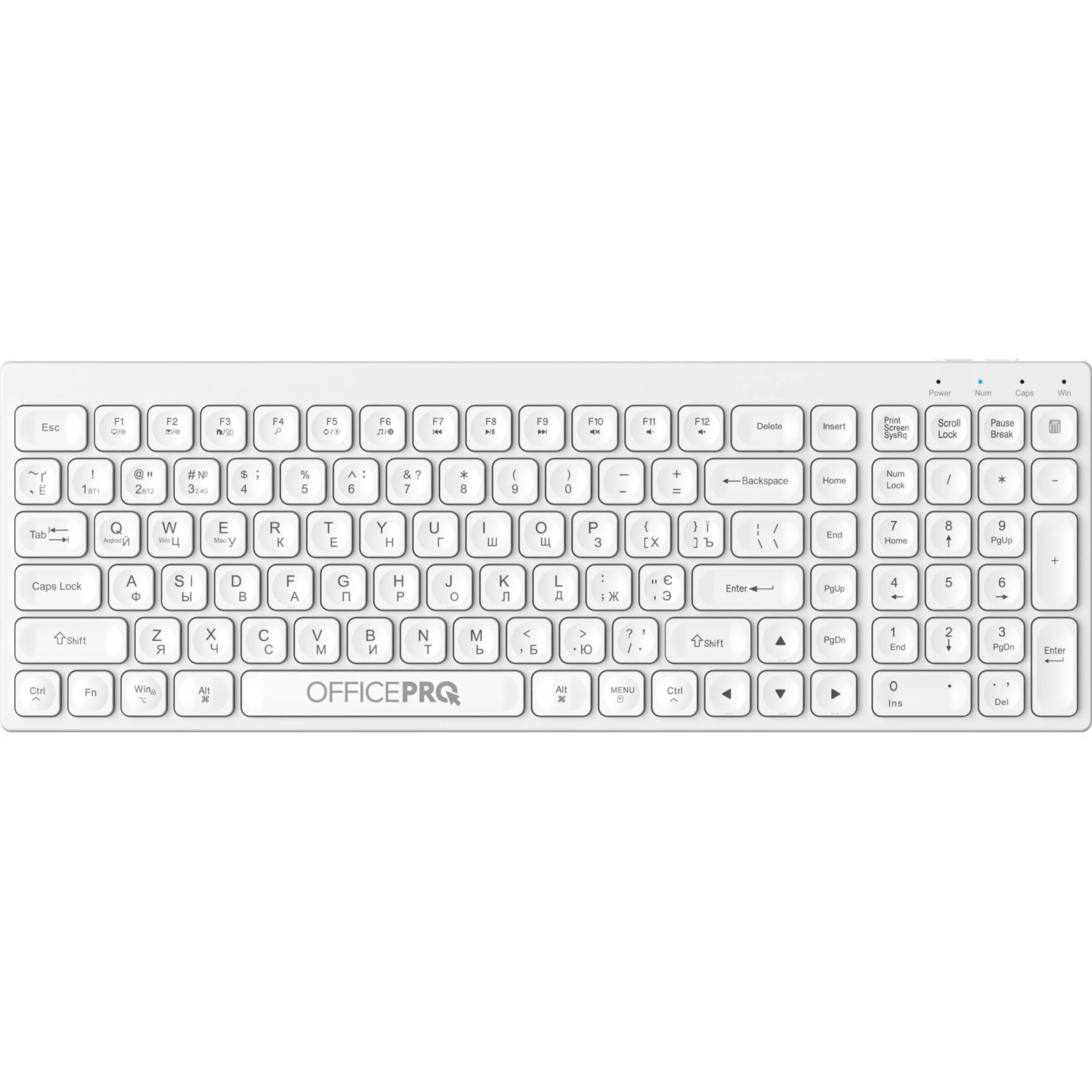 Клавіатура OfficePro SK985W Wireless/Bluetooth White (SK985W) (UA)