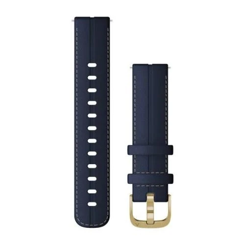 Garmin Quick Release Band 18mm, Leather Band, Blue/Light Gold (010-12932-08)
