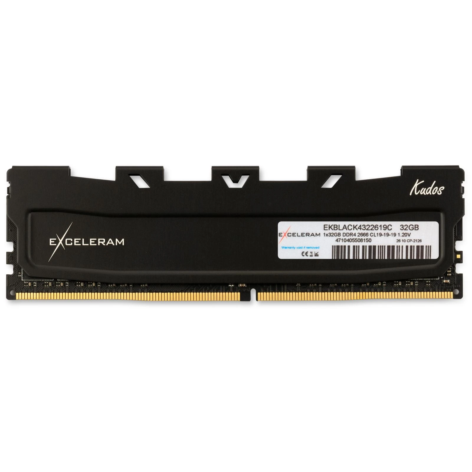 Оперативна пам'ять DDR4 32GB 2666 MHz Black Kudos eXceleram (EKBLACK4322619C) (UA)