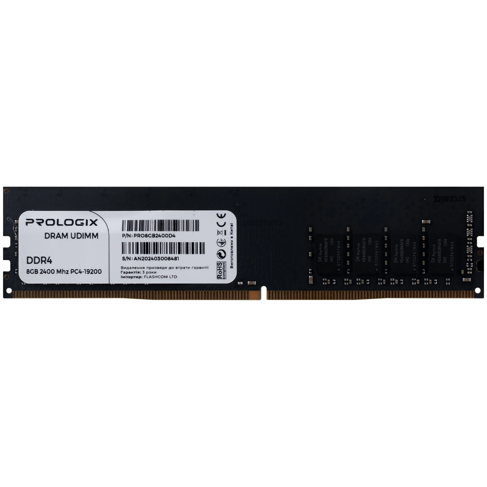 Оперативна пам'ять DDR4 8GB 2400 MHz Prologix (PRO8GB2400D4) (UA)
