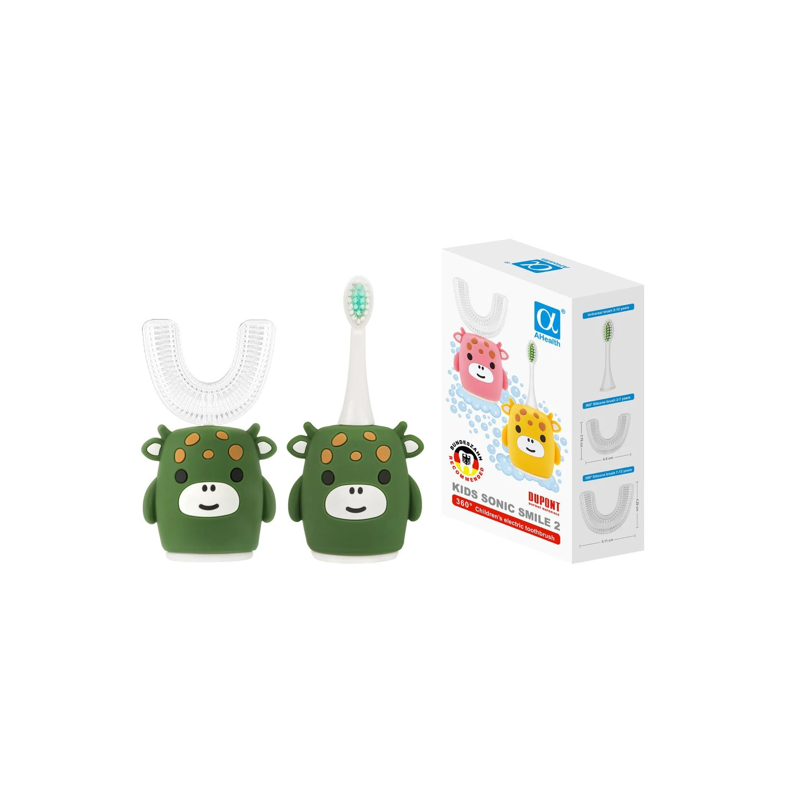 Електрична зубна щітка AHealth KIDS SONIC SMILE 2 Green (AHkss2g) (UA)