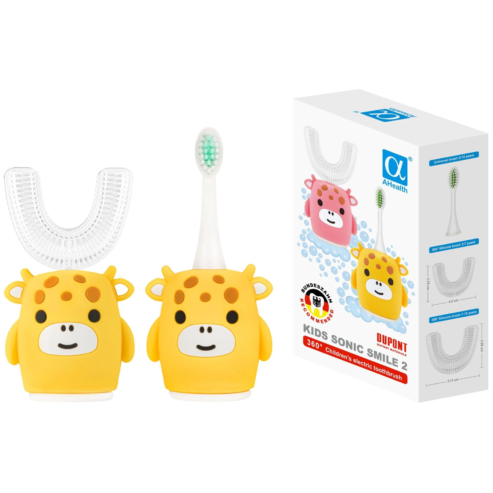 Електрична зубна щітка AHealth KIDS SONIC SMILE 2 Yellow (AHkss2y) (UA)