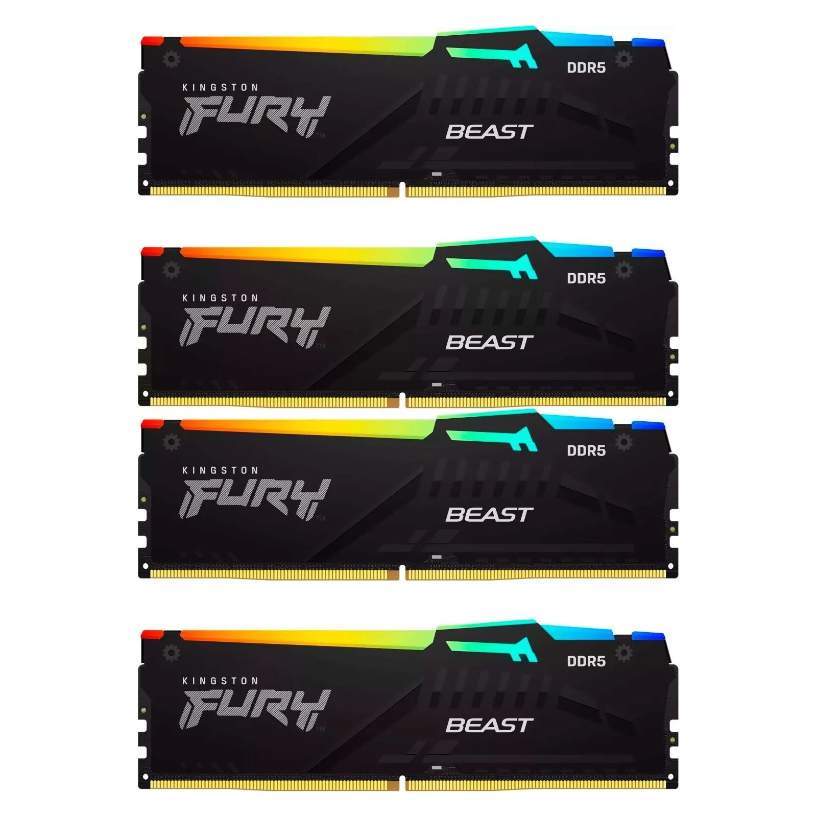 Оперативна пам'ять DDR5 128GB (4x32GB) 5600 MHz Beast RGB XMP Kingston Fury (ex. HyperX) (KF556C40BBAK4-128) (UA)