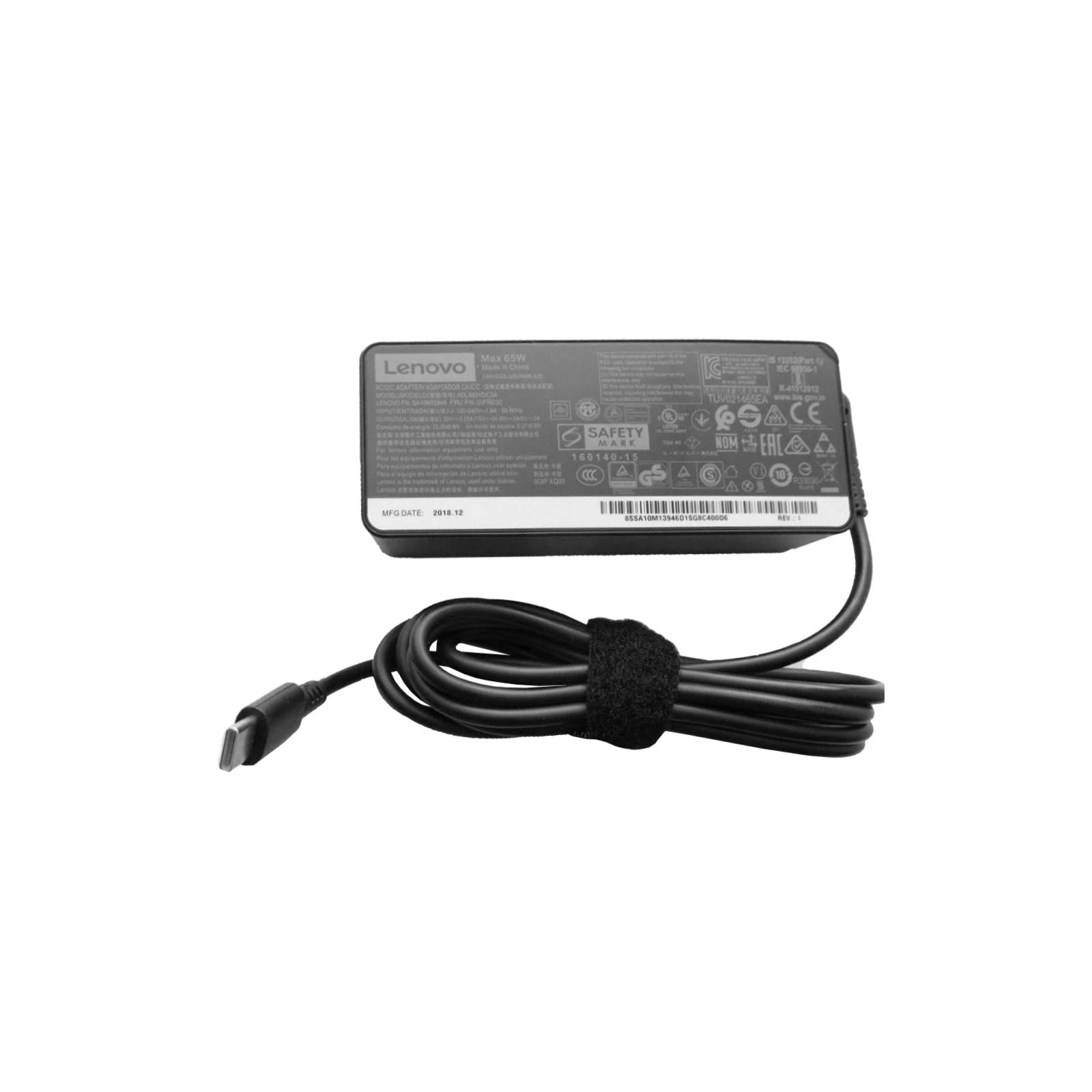 Блок питания к ноутбуку Lenovo 65W разъем USB type-C (ADLX65ULGE2A / A40389) (UA)