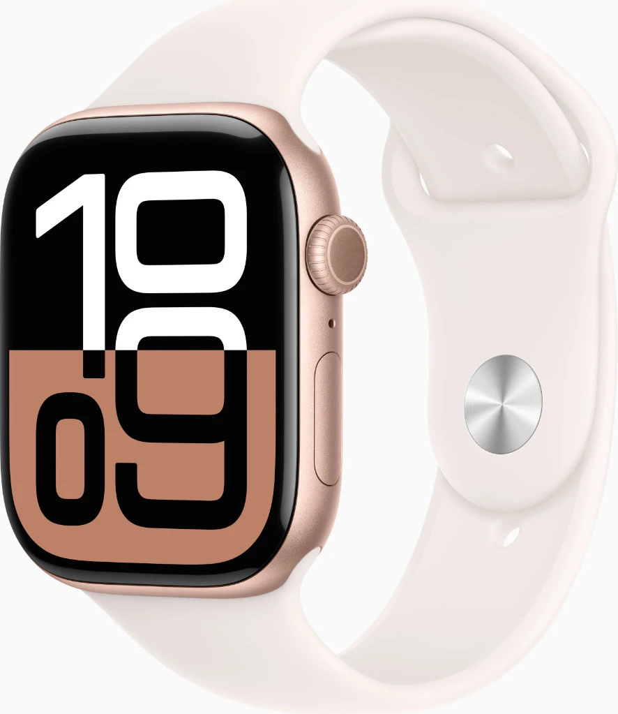 Годинники Apple Watch Series 10 GPS 46mm Rose Gold Alu. Case w. Light Blush Sport Band - S/M (MWWT3)