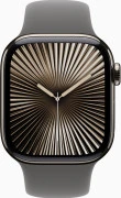 Apple Watch Series 10 GPS + Cellular 42mm Natural Titanium Case w. Stone Grey Sport Band - M/L (MWXE3)