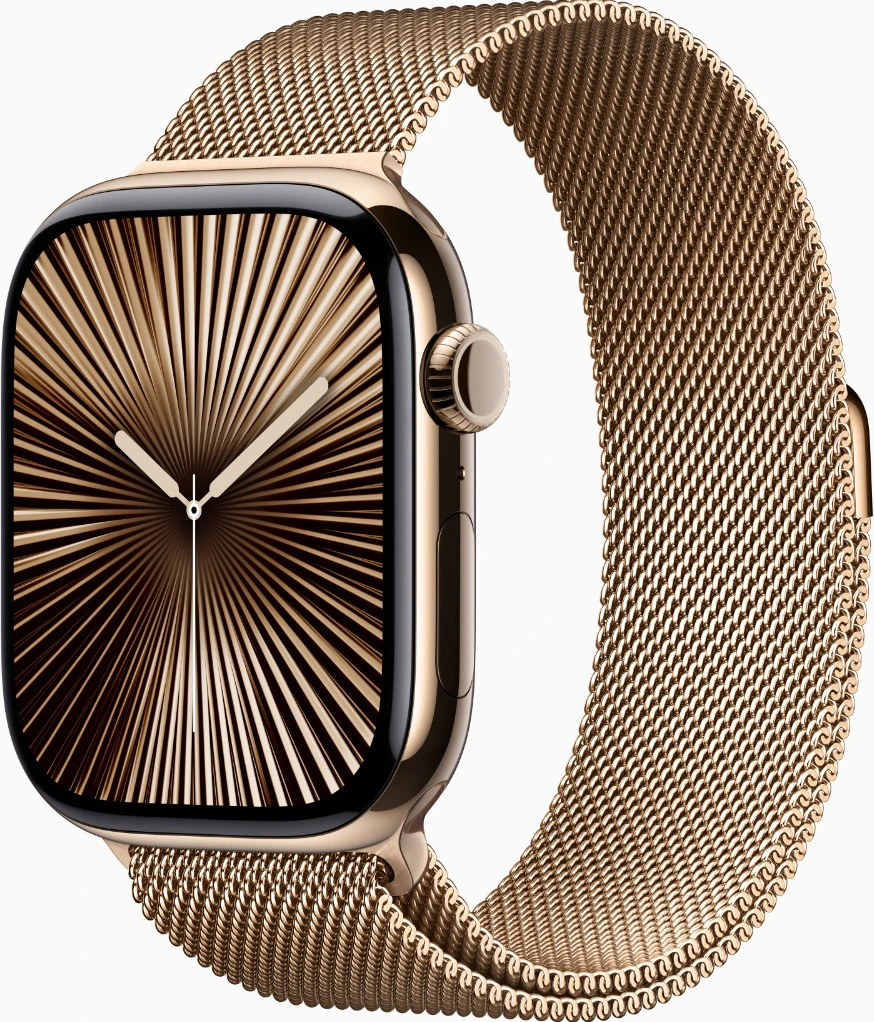Годинники Apple Watch Series 10 GPS + Cellular 46mm Gold Titanium Case w. Gold Milanese Loop - M/L (MX003)