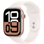 Apple Watch Series 10 GPS + Cellular 46mm Rose Gold Alu. Case w. Light Blush Sport Band - S/M (MWY63)