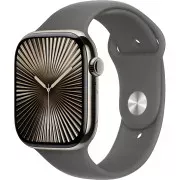 Apple Watch Series 10 GPS + Cellular 46mm Natural Titanium Case w. Stone Grey Sport Band - M/L (MWYA3)