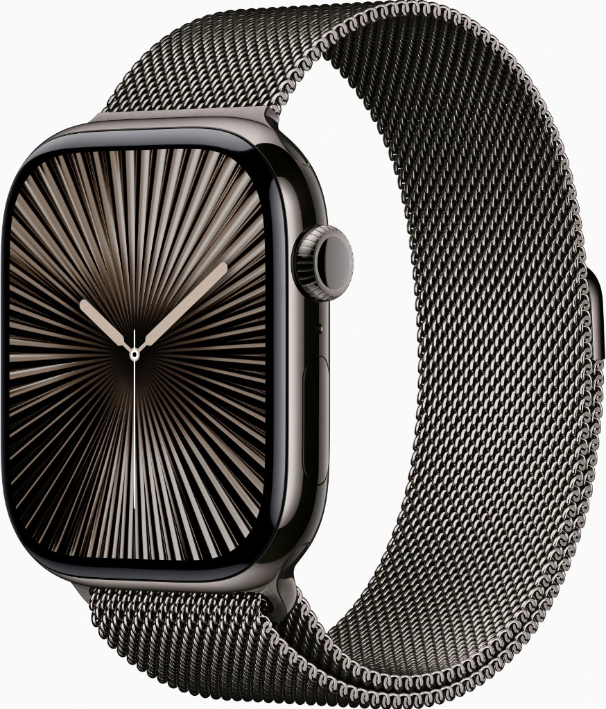Годинники Apple Watch Series 10 GPS + Cellular 46mm Slate Titanium Case w. Slate Milanese Loop - S/M (MC7R4)
