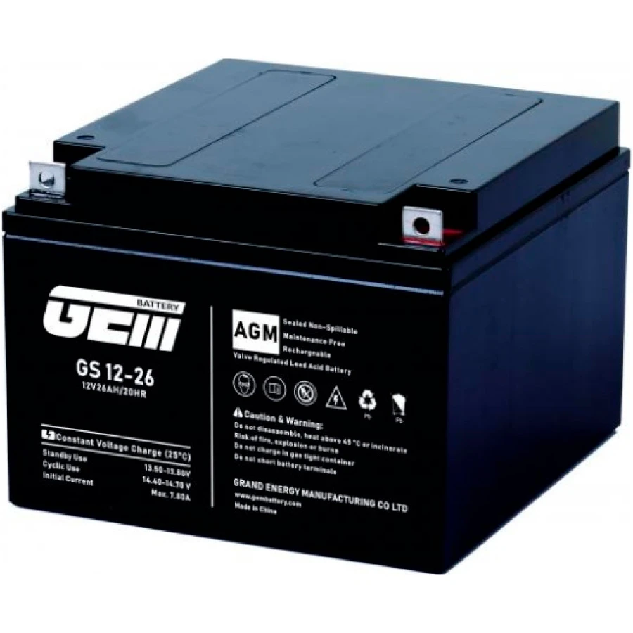 Акумуляторна батарея GEM BATTERY GS 12-26 (12В, 26Ач) (UA)