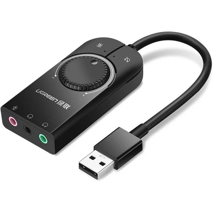 Звуковая карта UGREEN CM129 USB External Stereo Sound Adapter Black (40964)