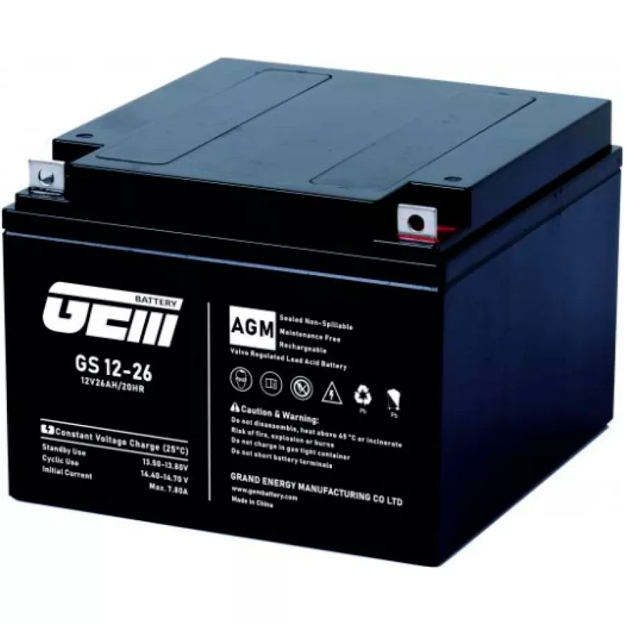 Акумуляторна батарея GEM BATTERY GS 12-26 (12В, 26Ач) (UA)