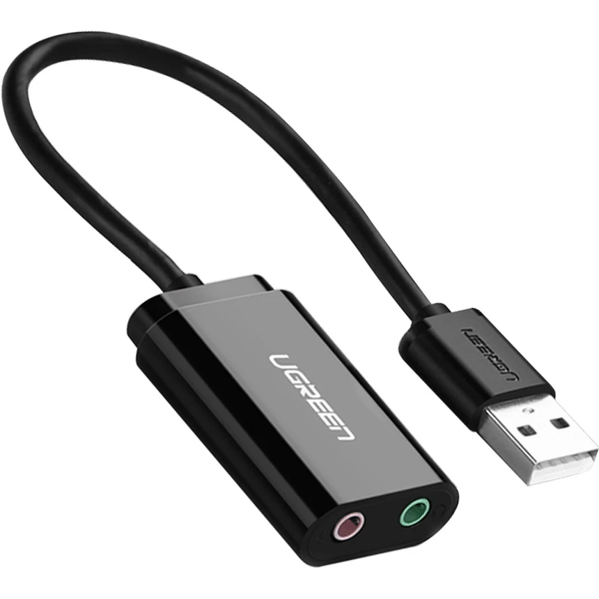 Звукова карта UGREEN US205 USB 2.0 External Sound Adapter Black (30724)
