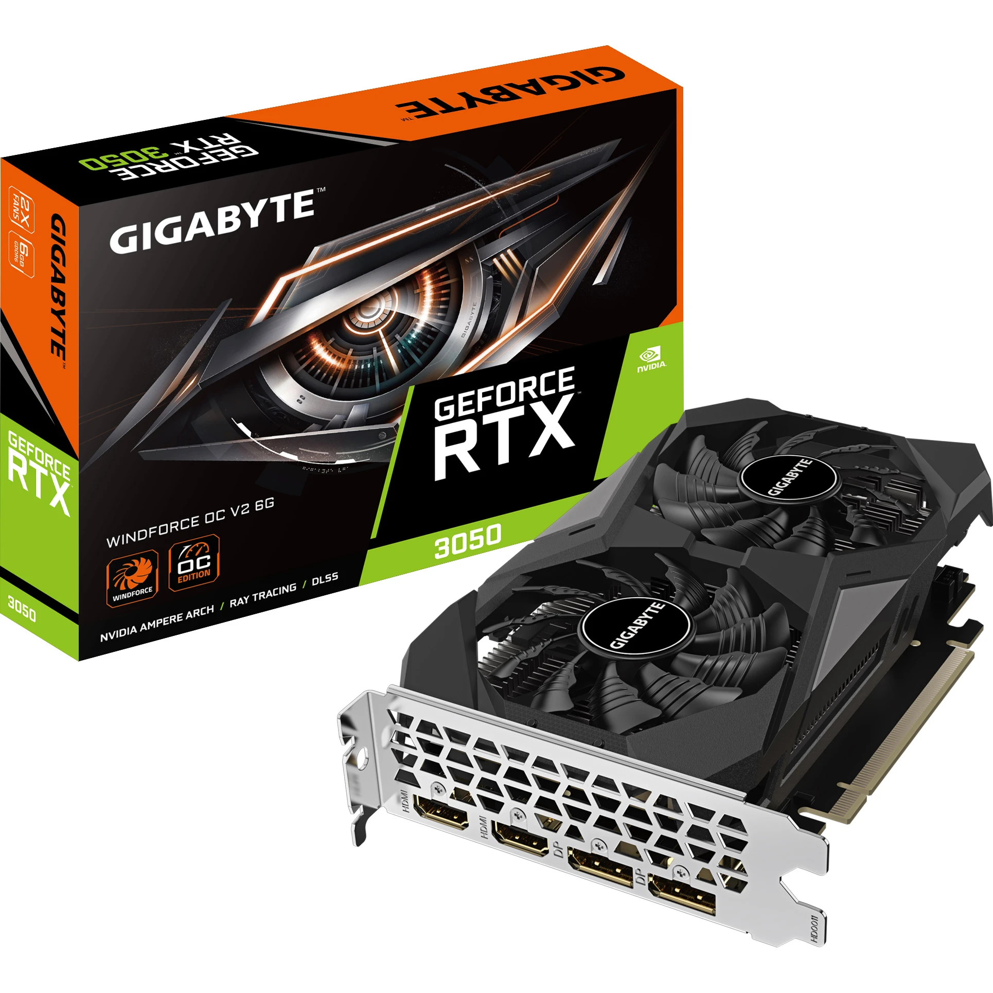 Відеокарта Відеокарта GIGABYTE GeForce RTX 3050 WindForce OC V2 6G (GV-N3050WF2OCV2-6GD) (UA)