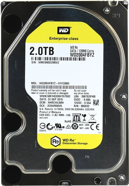 Жесткий диск SATA 2.0TB WD RE 7200rpm 128MB (WD2004FBYZ) (UA)