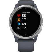 Спортивные часы Garmin Venu Silver Stainless Steel Bezel w. Granite Blue and Silicone B. (010-02173-01/03) 010-02173-03