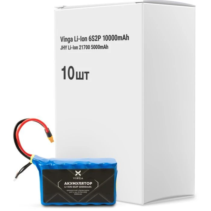 Акумулятор для дрона Vinga Li-Ion 6S2P 10000mAh коробка 10 шт (JHY Li-Ion 21700 5000mAh) (V6S2P-10PCS-10000MAH) (UA)