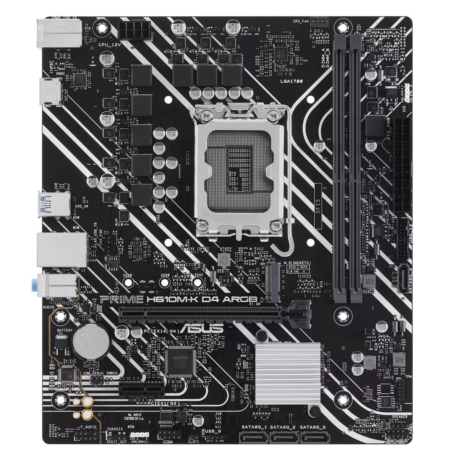Материнская плата Asus Prime H610M-K D4 ARGB Socket 1700 (UA)