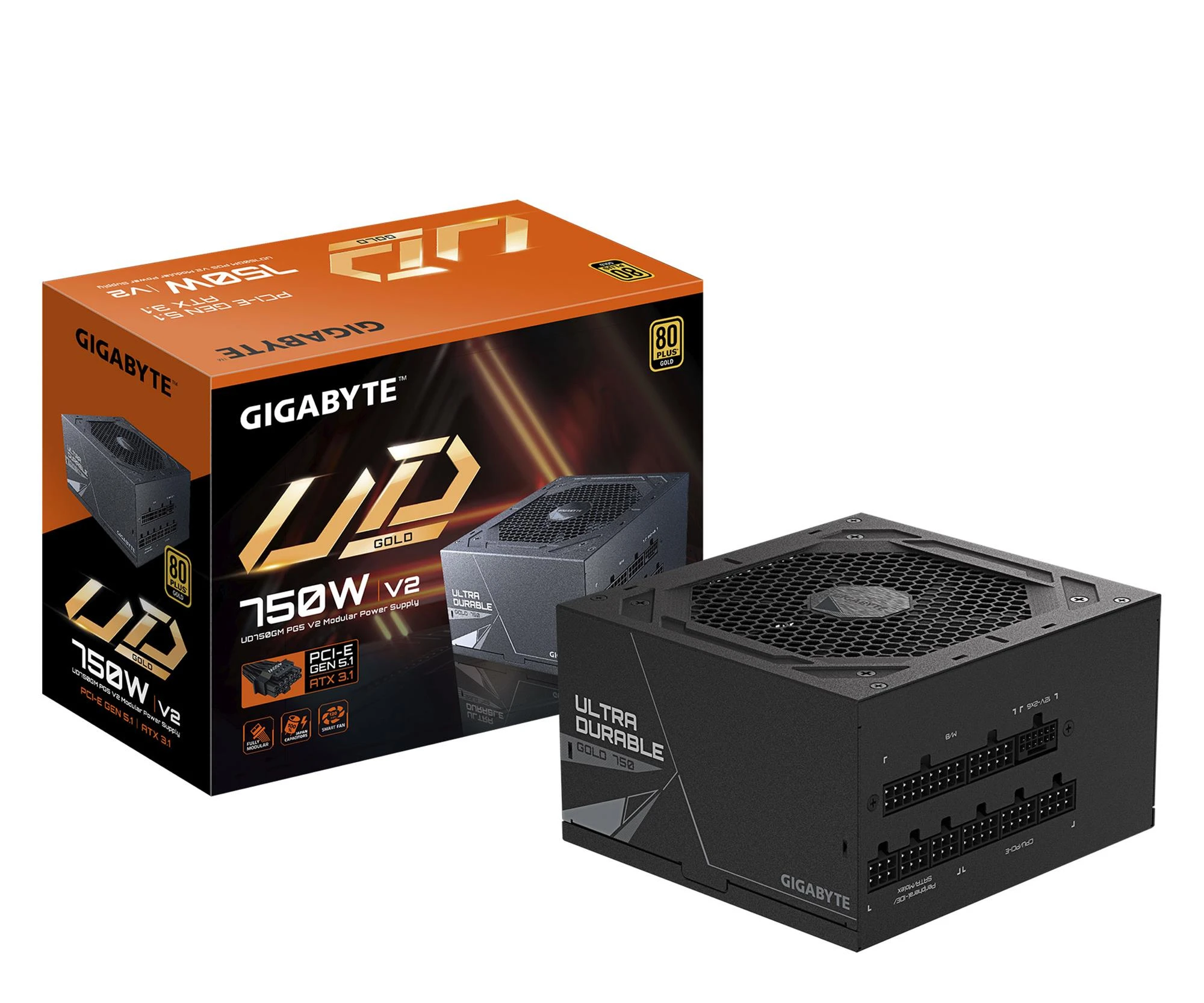 Блок живлення Gigabyte UD750GM PG5 V2 750W 80 Plus Gold ATX 3.1 (GP-UD750GM PG5 V2) EU