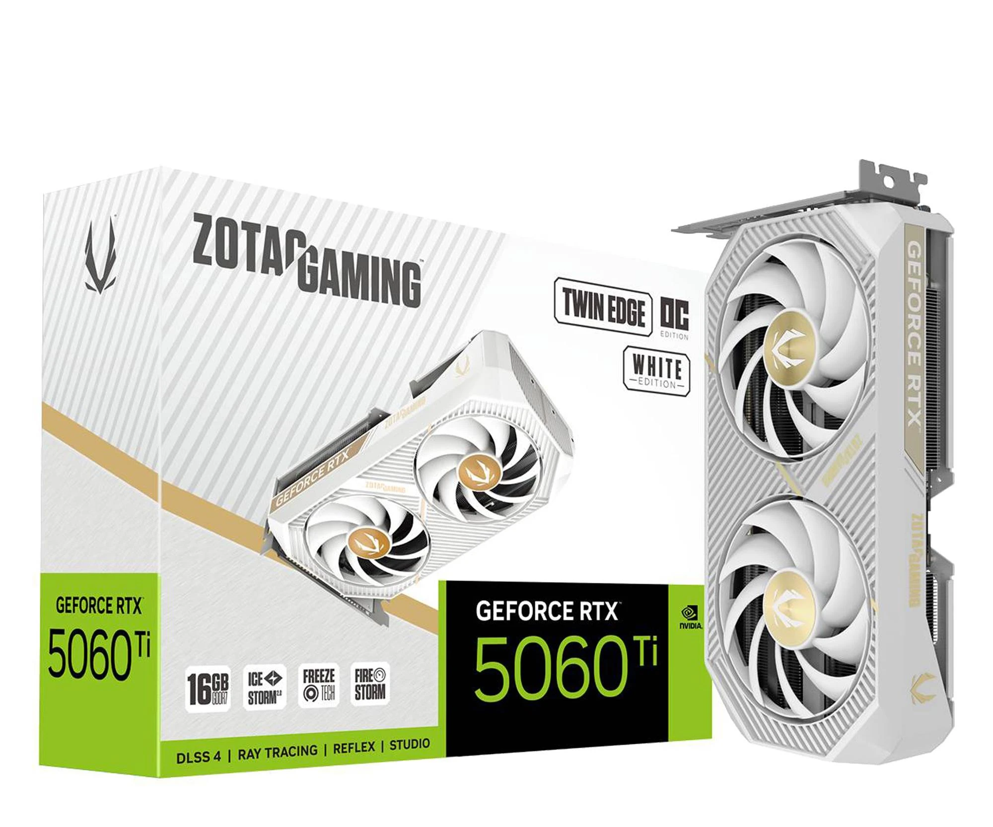 Відеокарта Zotac GeForce RTX 5060 Ti Twin Edge OC White 16GB GDDR7 DLSS4 (ZT-B50620Q-10M) EU
