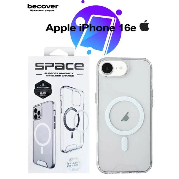 Чехол для смартфона BeCover Space Case (MagSafe) для Apple iPhone 16e Transparancy (713884) (UA)