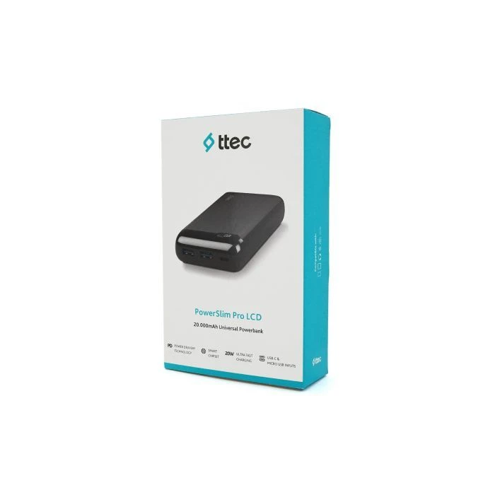 Мобільна батарея Ttec 20000mAh, Output 2*USB + Type-C, 20W, Black (2BB186S) (UA)