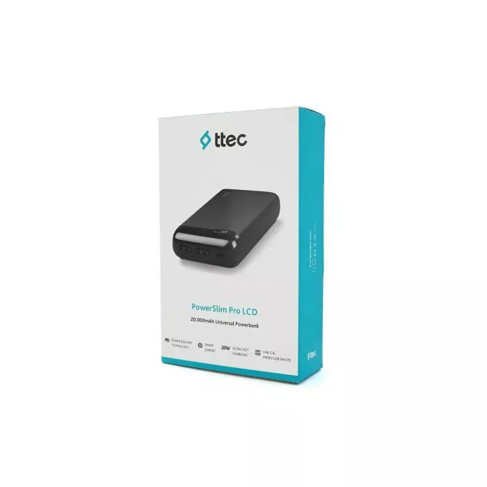 Мобільна батарея Ttec 20000mAh, Output 2*USB + Type-C, 20W, Black (2BB186S) (UA)