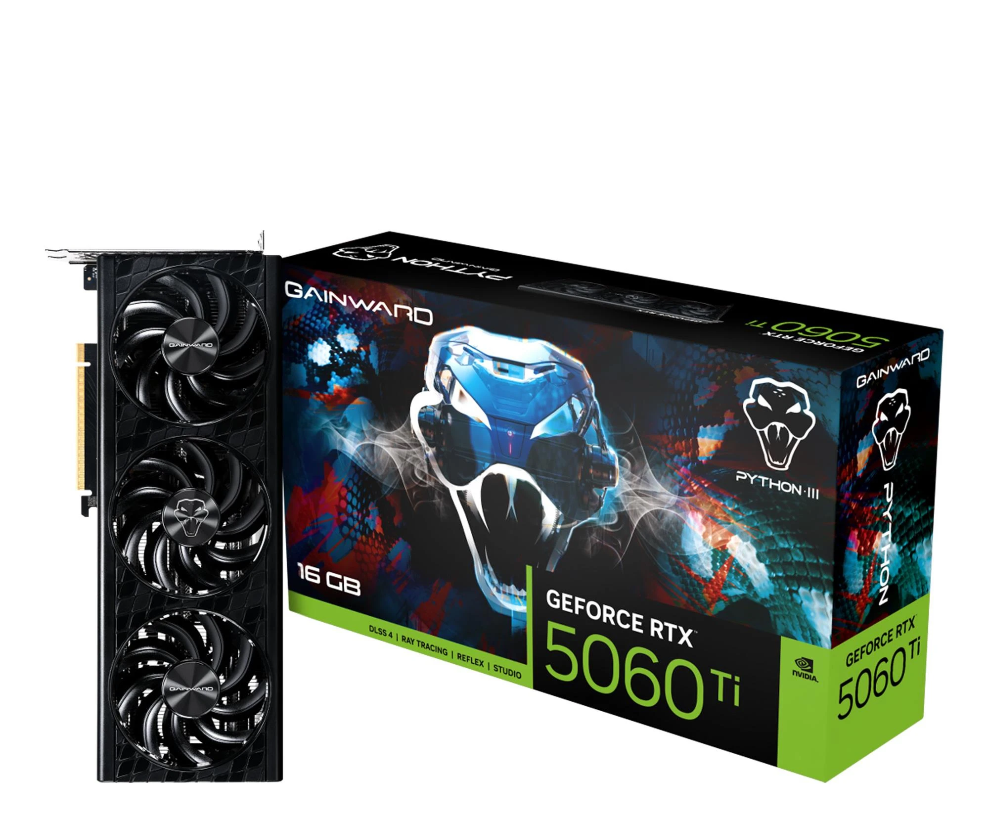 Відеокарта Gainward GeForce RTX 5060 Ti Python III V1 16GB GDDR7 DLSS4 (NE7506T019T1-GB2061R) EU