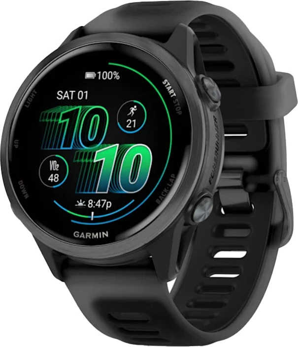 Смарт-годинники Garmin Forerunner 570 42mm Slate Gray Aluminum з напівпрозорим чорним/чорним браслетом (010-02970-00/40)