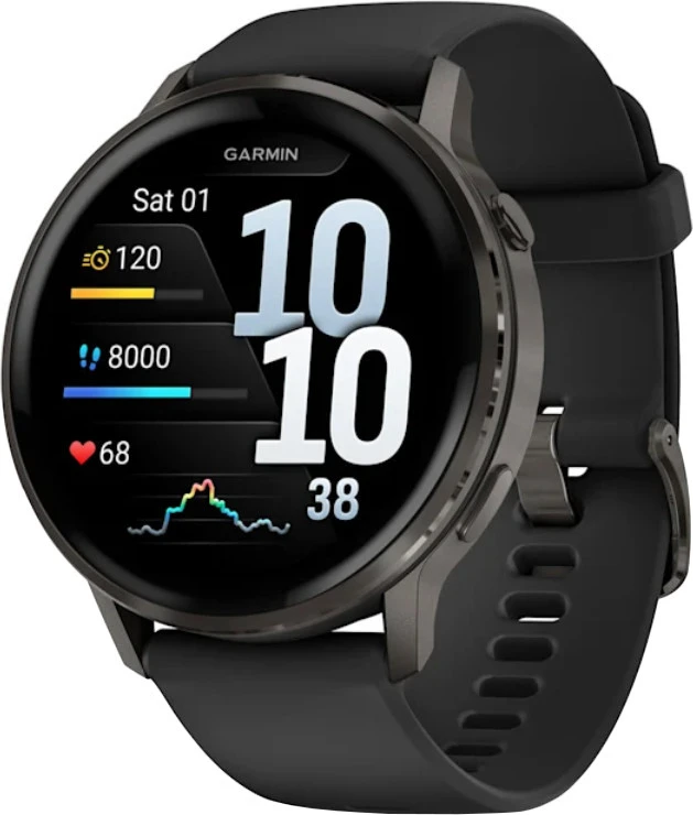 Смарт-часы Garmin Venu 4 45 mm Slate with Black Silicone Band (010-03014-00)