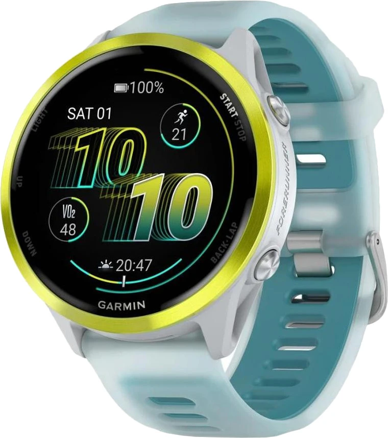 Смарт-часы Garmin Forerunner 570 47mm Amp Yellow Aluminum w. Translucent Whitestone/Turquoise Band (010-02971-01) (UA)