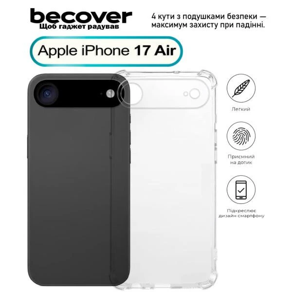 Чохол для смартфона BeCover Панель Anti-Shock для Apple iPhone 17 Air Clear (713795) (UA)