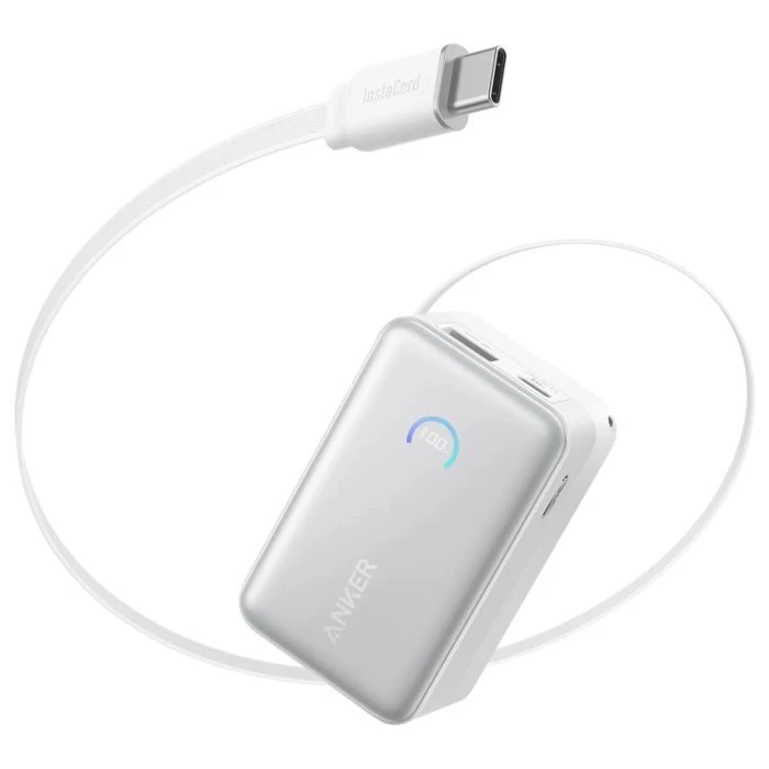 Мобильная батарея Anker Nano 10000mAh, 45W, Built-In USB-C Cable, white (A1638H21) (UA)