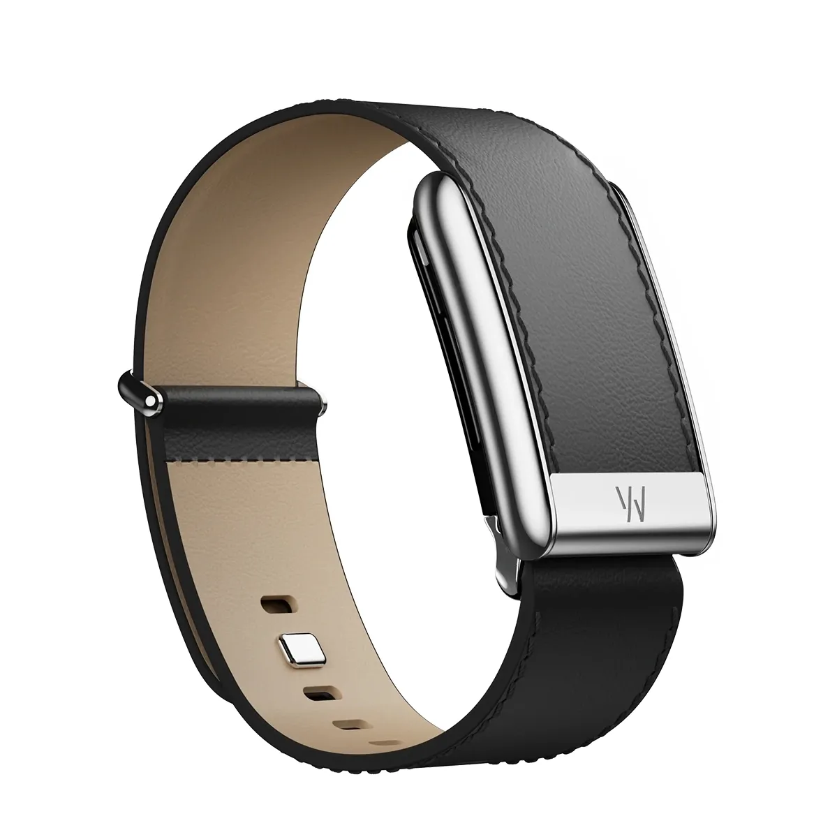 Ремешок WHOOP LeatherLuxe Straight Band | Black/Cream with Titanium - Size L для WHOOP 5.0 (810114362143)