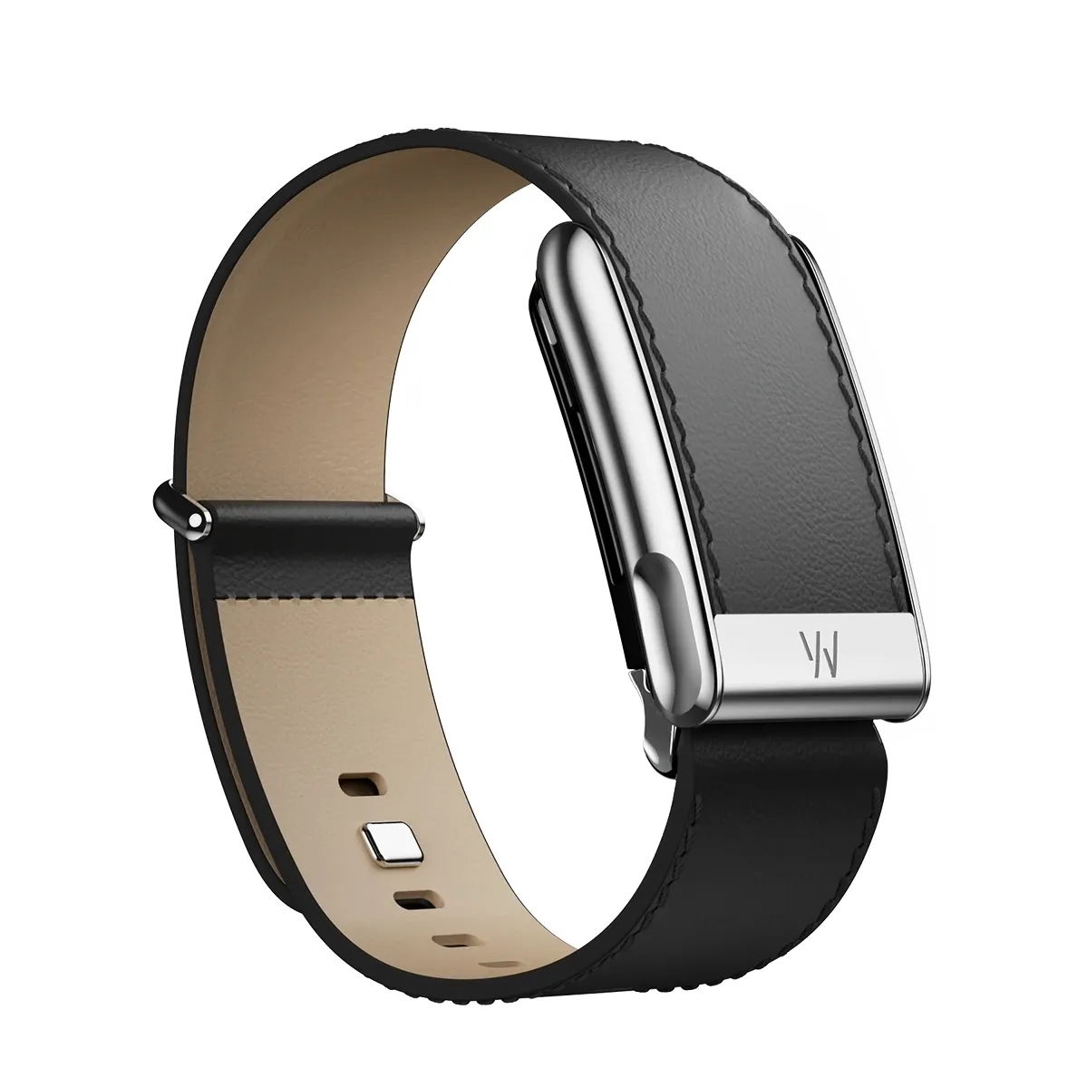 Ремешок WHOOP LeatherLuxe Straight Band | Black/Cream with Titanium - Size S для WHOOP MG (810114362204)