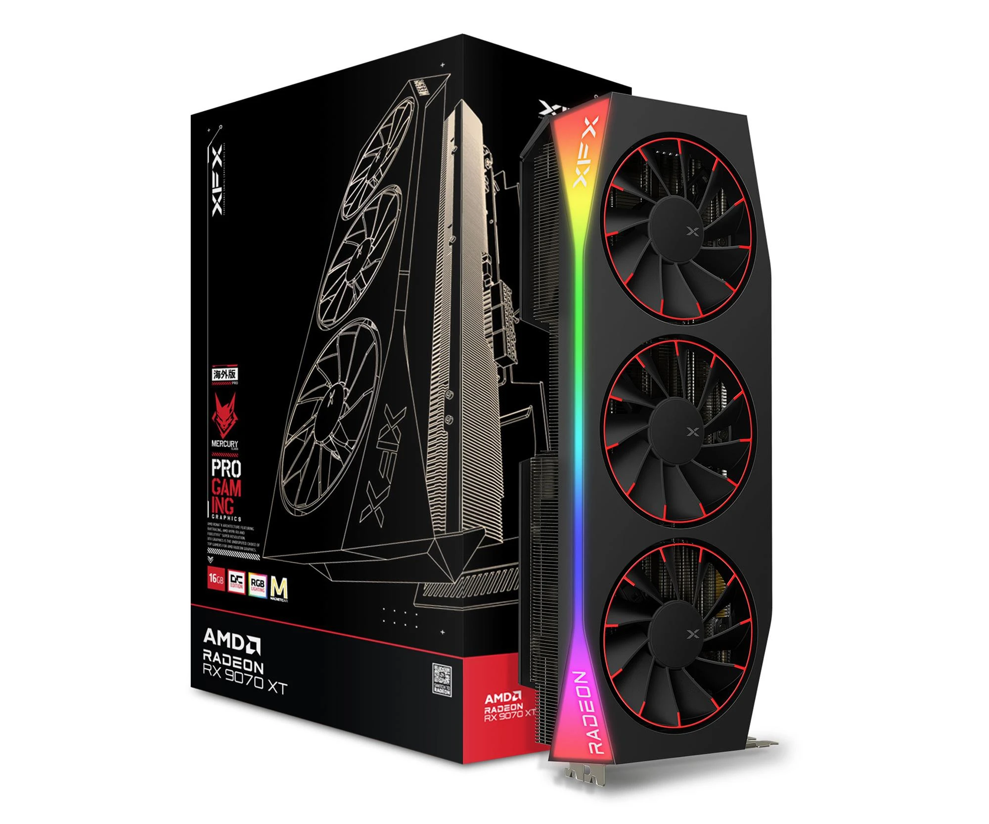 Видеокарта XFX Radeon RX 9070 XT Mercury Magnetic Air OC RGB 16GB (RX-97TMARGB9) EU