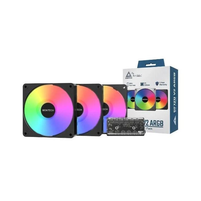 Кулер для корпуса MONTECH GF120 V2 ARGB PWM 3I (GF120 V2 ARGB PWM 3I1(B)) (UA)