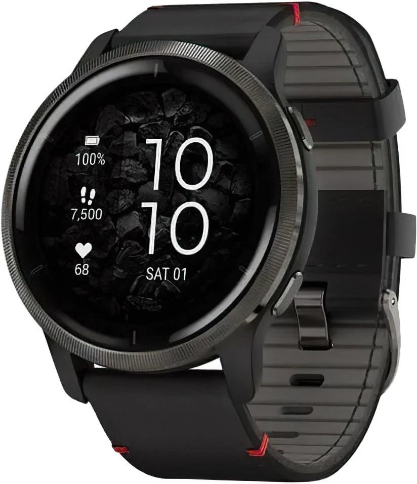 Смарт-часы Garmin Venu 2 Slate with Black Leather Band (010-02430-21)