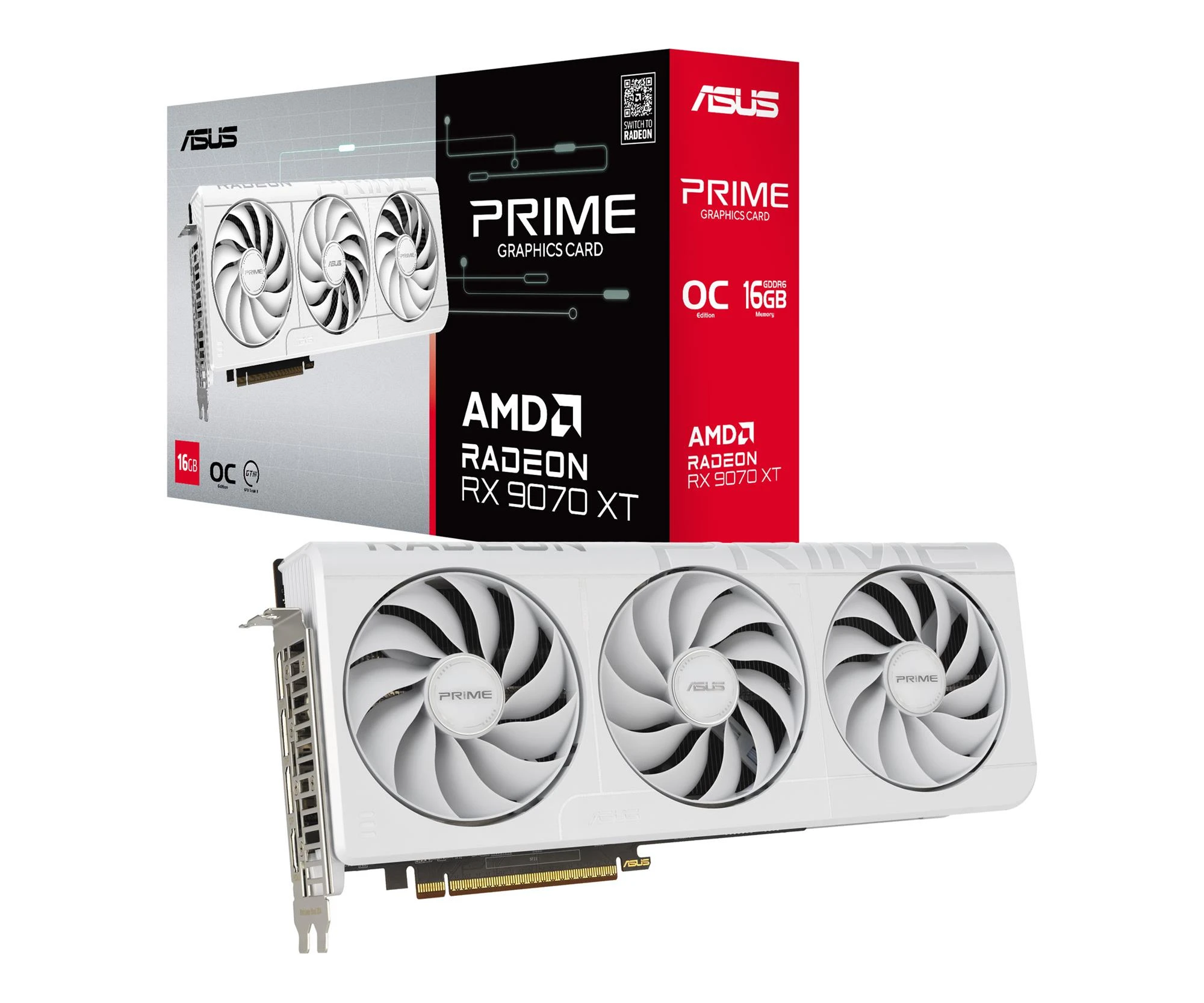 Відеокарта ASUS Radeon RX 9070 XT Prime OC White 16GB GDDR6 (PRIME-RX9070XT-O16G-WHITE) EU