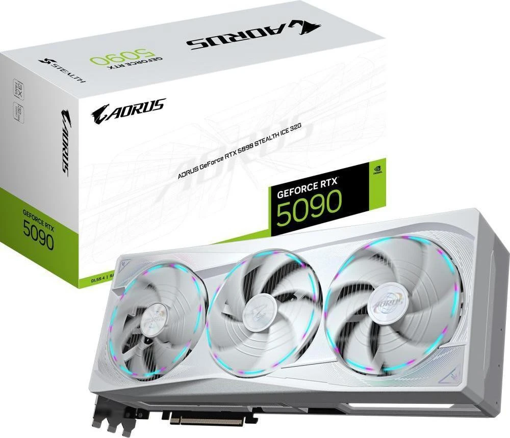 Видеокарта GIGABYTE AORUS GeForce RTX 5090 STEALTH ICE 32G (GV-N5090AORUSST ICE-32GD) (UA)