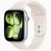 Apple Watch Series 11 GPS 46mm Silver Aluminium Case with Starlight Sport Band M/L (MEWC4)