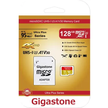 Карта пам'яті GIGASTONE MicroSDXC UHS-1 U3 128 GB Professional (GS-2IN1666XU3V30A1-128GB-R)