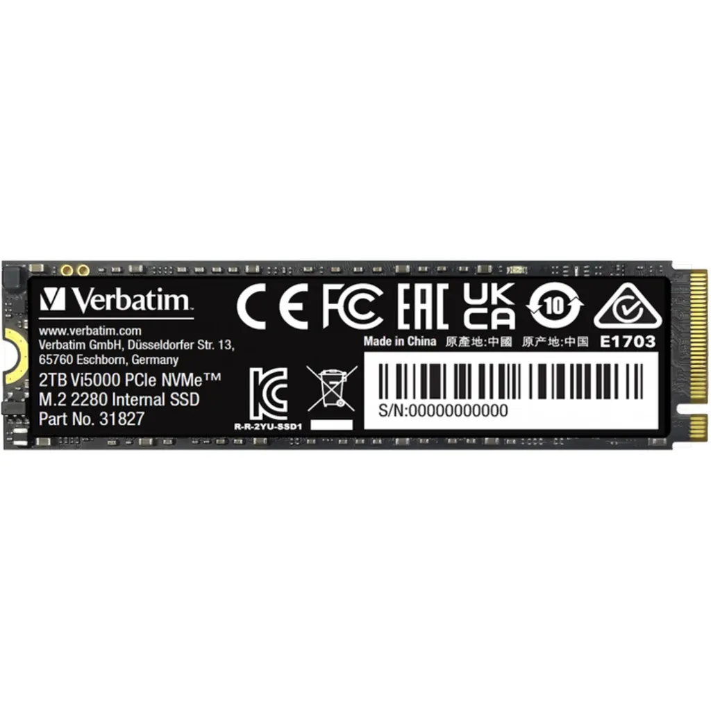 SSD диск Verbatim Vi5000 2TB M.2 2280 NVMe PCIe 4.0 x4 3D NAND TLC (0023942318279)