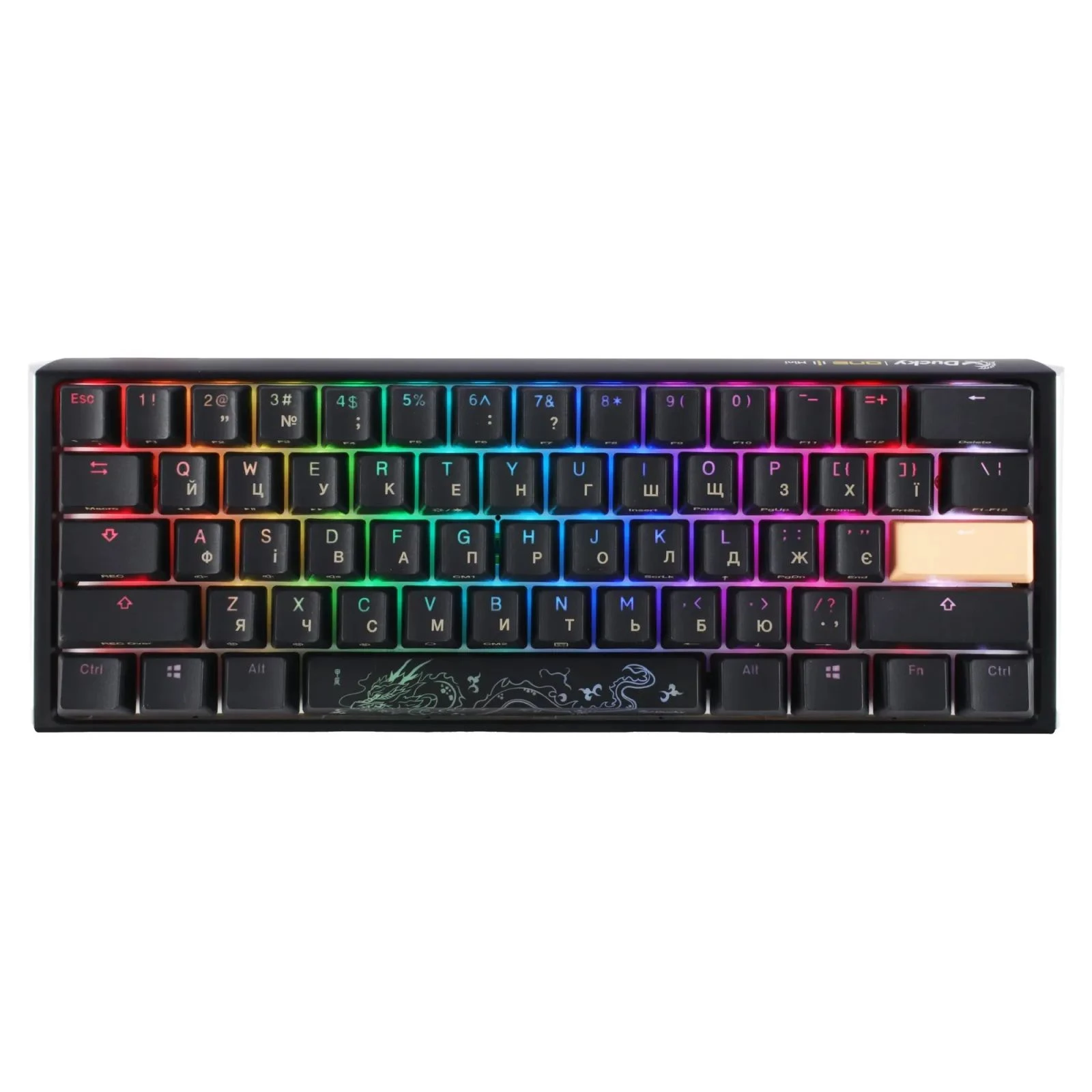 Клавіатура Ducky One 3 Mini Cherry MX Silent Red RGB UA USB Black (DKON2161ST-SUAPXCLAWSC1) (UA)